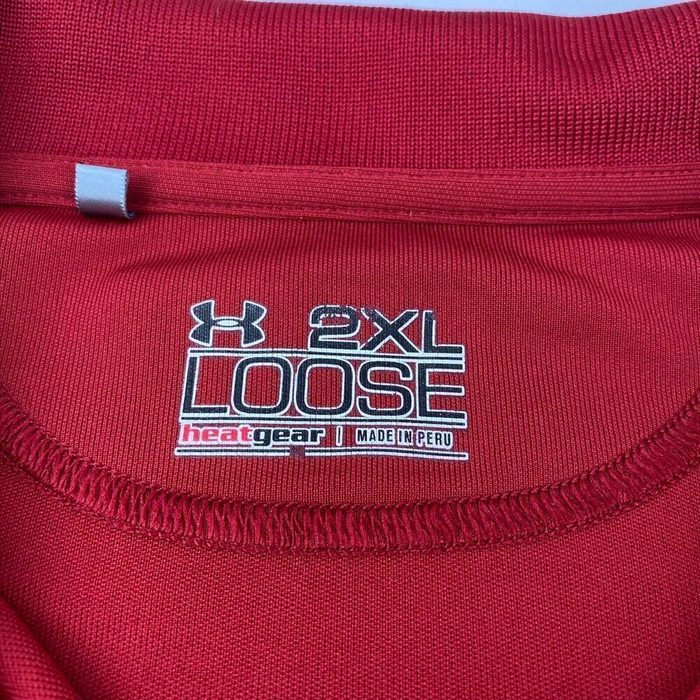 Under Armour Heatgear Loose Golf Polo Shirt Men's Size 2XL  Red Stretch Comfort - Picture 8 of 15